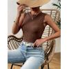image:imageZeagoo Womens High Neck Tank Top 2026 Summer Casual Ribbed Knit Slim Fitted Basic Textured Sleeveless ShirtsBrown