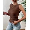 image:imageZeagoo Womens High Neck Tank Top 2026 Summer Casual Ribbed Knit Slim Fitted Basic Textured Sleeveless ShirtsBrown