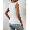 image:imageZeagoo Womens High Neck Tank Top 2026 Summer Casual Ribbed Knit Slim Fitted Basic Textured Sleeveless ShirtsBwhite