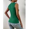 image:imageZeagoo Womens High Neck Tank Top 2026 Summer Casual Ribbed Knit Slim Fitted Basic Textured Sleeveless ShirtsGreen