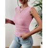 image:imageZeagoo Womens High Neck Tank Top 2026 Summer Casual Ribbed Knit Slim Fitted Basic Textured Sleeveless ShirtsLight Pink
