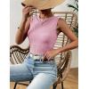 image:imageZeagoo Womens High Neck Tank Top 2026 Summer Casual Ribbed Knit Slim Fitted Basic Textured Sleeveless ShirtsLight Pink