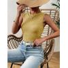 image:imageZeagoo Womens High Neck Tank Top 2026 Summer Casual Ribbed Knit Slim Fitted Basic Textured Sleeveless ShirtsYellow