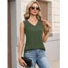 image:imageZeagoo Womens Tank Tops Pleated V Neck Business Casual Sleeveless Blouse Trendy Dressy Textured Summer Work ShirtsArmy Green