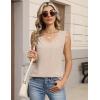 image:imageZeagoo Womens Tank Tops Pleated V Neck Business Casual Sleeveless Blouse Trendy Dressy Textured Summer Work ShirtsBeige