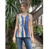 image:imageZeagoo Womens Tank Tops Pleated V Neck Business Casual Sleeveless Blouse Trendy Dressy Textured Summer Work ShirtsCx289 Striped