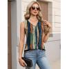 image:imageZeagoo Womens Tank Tops Pleated V Neck Business Casual Sleeveless Blouse Trendy Dressy Textured Summer Work ShirtsCx289 Striped