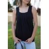 image:imageZeagoo Womens Tank Tops Summer Sleeveless Loose Fit Square Neck Pleated Shirts Banded Basic Casual Trendy ClothesBblack