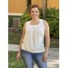 image:imageZeagoo Womens Tank Tops Summer Sleeveless Loose Fit Square Neck Pleated Shirts Banded Basic Casual Trendy ClothesBwhite