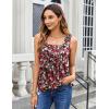 image:imageZeagoo Womens Tank Tops Summer Sleeveless Loose Fit Square Neck Pleated Shirts Banded Basic Casual Trendy ClothesFfloral Daisies