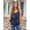 image:imageZeagoo Womens Tank Tops Summer Sleeveless Loose Fit Square Neck Pleated Shirts Banded Basic Casual Trendy ClothesPattern Sf180