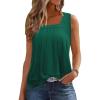 image:imageZeagoo Womens Tank Tops Summer Sleeveless Loose Fit Square Neck Pleated Shirts Banded Basic Casual Trendy ClothesBgreen