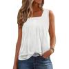 image:imageZeagoo Womens Tank Tops Summer Sleeveless Loose Fit Square Neck Pleated Shirts Banded Basic Casual Trendy ClothesBwhite