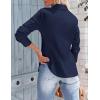 image:imageZeagoo Womens Button Down Shirts Long Sleeve V Neck Tops Wrinkle Free Collared Work Office Solid Blouses Corset TopsNavy Blue
