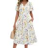 image:imageZeagoo Summer Dresses for Women 2026 Casual Short Sleeve Aline Midi Dress with Pocket Flowy Pleated Tshirt Beach Sundress02white Floral