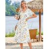 image:imageZeagoo Summer Dresses for Women 2026 Casual Short Sleeve Aline Midi Dress with Pocket Flowy Pleated Tshirt Beach Sundress02white Floral