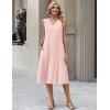 image:imageZeagoo Sundresses Dresses for Women 2026 Summer Sleeveless V Neck Casual Midi Tank Beach Vacation Dresses with PocketsJh1