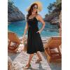 image:imageZeagoo Women 2026 Summer Adjustable Spaghetti Strap Sundress Casual Ruched Floral V Neck Midi Flowy Beach Dress with PocketsBlack
