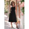 image:imageZeagoo Women 2026 Summer Adjustable Spaghetti Strap Sundress Casual Ruched Floral V Neck Midi Flowy Beach Dress with PocketsBlack