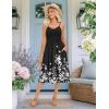 image:imageZeagoo Women 2026 Summer Adjustable Spaghetti Strap Sundress Casual Ruched Floral V Neck Midi Flowy Beach Dress with PocketsBlack Floral