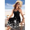 image:imageZeagoo Women 2026 Summer Adjustable Spaghetti Strap Sundress Casual Ruched Floral V Neck Midi Flowy Beach Dress with PocketsBlack Floral