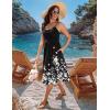 image:imageZeagoo Women 2026 Summer Adjustable Spaghetti Strap Sundress Casual Ruched Floral V Neck Midi Flowy Beach Dress with PocketsBlack Floral