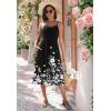 image:imageZeagoo Women 2026 Summer Adjustable Spaghetti Strap Sundress Casual Ruched Floral V Neck Midi Flowy Beach Dress with PocketsBlack Floral