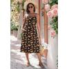image:imageZeagoo Women 2026 Summer Adjustable Spaghetti Strap Sundress Casual Ruched Floral V Neck Midi Flowy Beach Dress with PocketsBlack Orange Floral