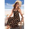 image:imageZeagoo Women 2026 Summer Adjustable Spaghetti Strap Sundress Casual Ruched Floral V Neck Midi Flowy Beach Dress with PocketsBlack Orange Floral