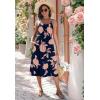 image:imageZeagoo Women 2026 Summer Adjustable Spaghetti Strap Sundress Casual Ruched Floral V Neck Midi Flowy Beach Dress with PocketsBlack Pink Floral
