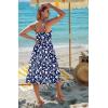 image:imageZeagoo Women 2026 Summer Adjustable Spaghetti Strap Sundress Casual Ruched Floral V Neck Midi Flowy Beach Dress with PocketsBlue White Floral