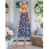 image:imageZeagoo Women 2026 Summer Adjustable Spaghetti Strap Sundress Casual Ruched Floral V Neck Midi Flowy Beach Dress with PocketsBlue White Floral