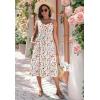 image:imageZeagoo Women 2026 Summer Adjustable Spaghetti Strap Sundress Casual Ruched Floral V Neck Midi Flowy Beach Dress with PocketsColorful Floral