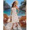 image:imageZeagoo Women 2026 Summer Adjustable Spaghetti Strap Sundress Casual Ruched Floral V Neck Midi Flowy Beach Dress with PocketsColorful Floral