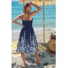 image:imageZeagoo Women 2026 Summer Adjustable Spaghetti Strap Sundress Casual Ruched Floral V Neck Midi Flowy Beach Dress with PocketsNavy Blue Floral