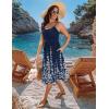image:imageZeagoo Women 2026 Summer Adjustable Spaghetti Strap Sundress Casual Ruched Floral V Neck Midi Flowy Beach Dress with PocketsNavy Blue Floral