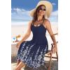 image:imageZeagoo Women 2026 Summer Adjustable Spaghetti Strap Sundress Casual Ruched Floral V Neck Midi Flowy Beach Dress with PocketsNavy Blue Floral