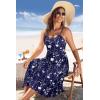 image:imageZeagoo Women 2026 Summer Adjustable Spaghetti Strap Sundress Casual Ruched Floral V Neck Midi Flowy Beach Dress with PocketsNavy Floral