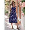 image:imageZeagoo Women 2026 Summer Adjustable Spaghetti Strap Sundress Casual Ruched Floral V Neck Midi Flowy Beach Dress with PocketsNavy Floral