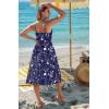 image:imageZeagoo Women 2026 Summer Adjustable Spaghetti Strap Sundress Casual Ruched Floral V Neck Midi Flowy Beach Dress with PocketsNavy Floral