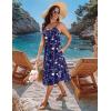 image:imageZeagoo Women 2026 Summer Adjustable Spaghetti Strap Sundress Casual Ruched Floral V Neck Midi Flowy Beach Dress with PocketsNavy Floral