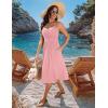 image:imageZeagoo Women 2026 Summer Adjustable Spaghetti Strap Sundress Casual Ruched Floral V Neck Midi Flowy Beach Dress with PocketsPink Polka Dots
