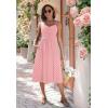 image:imageZeagoo Women 2026 Summer Adjustable Spaghetti Strap Sundress Casual Ruched Floral V Neck Midi Flowy Beach Dress with PocketsPink Polka Dots
