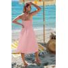 image:imageZeagoo Women 2026 Summer Adjustable Spaghetti Strap Sundress Casual Ruched Floral V Neck Midi Flowy Beach Dress with PocketsPink Polka Dots