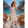 image:imageZeagoo Women 2026 Summer Adjustable Spaghetti Strap Sundress Casual Ruched Floral V Neck Midi Flowy Beach Dress with PocketsPink White Floral