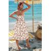 image:imageZeagoo Women 2026 Summer Adjustable Spaghetti Strap Sundress Casual Ruched Floral V Neck Midi Flowy Beach Dress with PocketsPink White Floral
