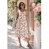 image:imageZeagoo Women 2026 Summer Adjustable Spaghetti Strap Sundress Casual Ruched Floral V Neck Midi Flowy Beach Dress with PocketsPink White Floral
