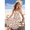 image:imageZeagoo Women 2026 Summer Adjustable Spaghetti Strap Sundress Casual Ruched Floral V Neck Midi Flowy Beach Dress with PocketsPink White Floral