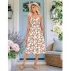 image:imageZeagoo Women 2026 Summer Adjustable Spaghetti Strap Sundress Casual Ruched Floral V Neck Midi Flowy Beach Dress with PocketsPink White Floral