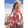 image:imageZeagoo Women 2026 Summer Adjustable Spaghetti Strap Sundress Casual Ruched Floral V Neck Midi Flowy Beach Dress with PocketsRed Floral